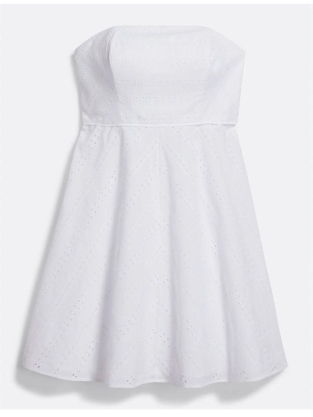 DRAPER JAMES Striped white Eyelet Strapless Dress